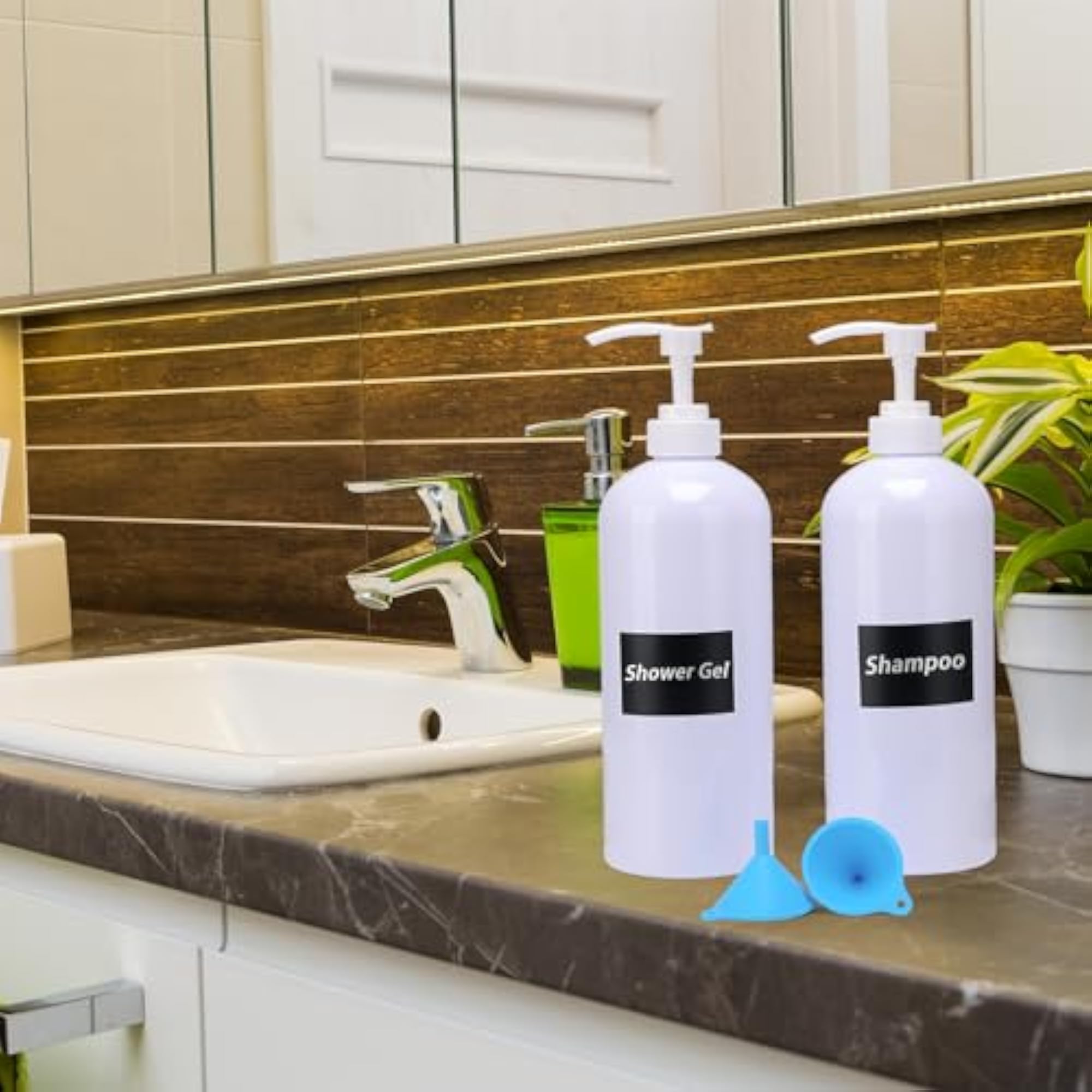 Pump Bottle Dispenser, 2 Pcs 1000ml Refillable